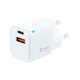 CARGADOR PARED/VIAJE 3.0 GaN USB-C/PD + USB-A 20W BLANCO COOLBOX
